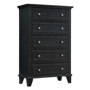 Spacious Storage Solution 5 Drawer Dresser, Tall Modern Wooden Chest with Wide Deep Drawers