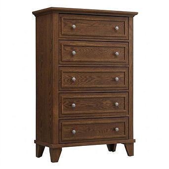 Spacious Storage Solution 5 Drawer Dresser, Tall Modern Wooden Chest with Wide Deep Drawers