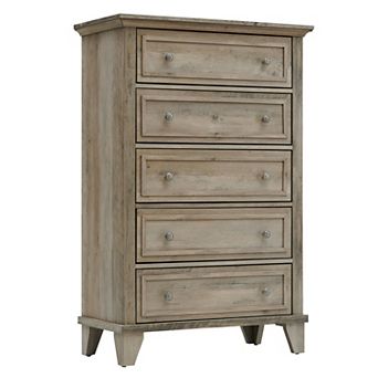 Spacious Storage Solution 5 Drawer Dresser, Tall Modern Wooden Chest with Wide Deep Drawers