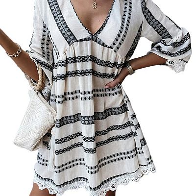 ethnic boho dresses Wrap Boho Dress / Black