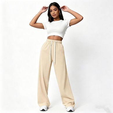 Women's High Waisted Drawstring Sweatpants Loose Casual with Pockets Workout Gym Trousers