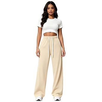 Women's High Waisted Drawstring Sweatpants Loose Casual with Pockets Workout Gym Trousers