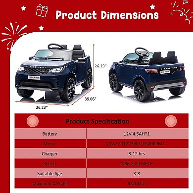 12V Ride on Truck, 2.4g Remote Control Electric Car with Double Doors & LED Lights