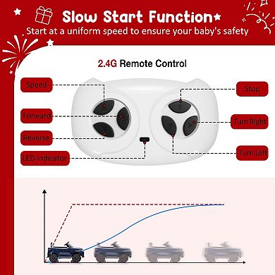 12V Ride on Truck, 2.4g Remote Control Electric Car with Double Doors & LED Lights