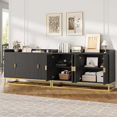 47.2" Fluted Sideboard with Storage Cabinet with Adjustable Shelves