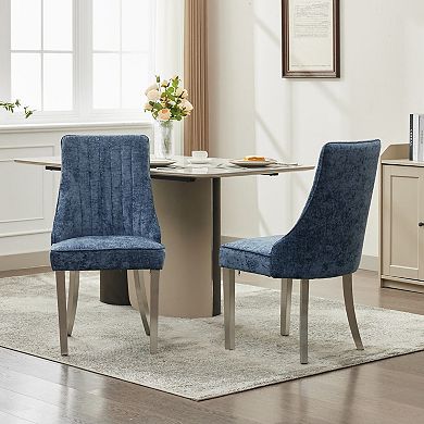 Pnronnc Chenille Upholstered Chair Accent Chair Vanity Chairs Club Chairs Kitchen Dinner Chair, 2pc