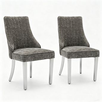 Pnronnc Chenille Upholstered Chair Accent Chair Vanity Chairs Club Chairs Kitchen Dinner Chair, 2 pc