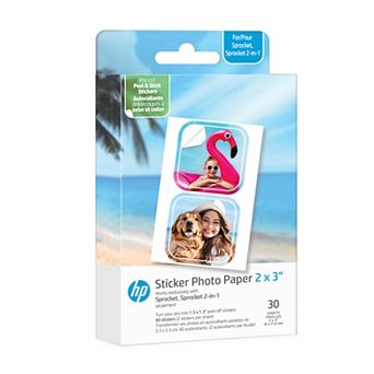 HP Sprocket 2x3” Premium Zink Pre-Cut Sticker Photo Paper, 30 Sheets, Compatible w/ Photo Printers