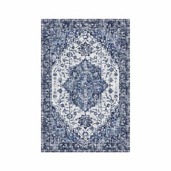 Vintage Washable Area Rug - Ultra Thin Non Slip Low Pile Carpet for Living Room Bedroom