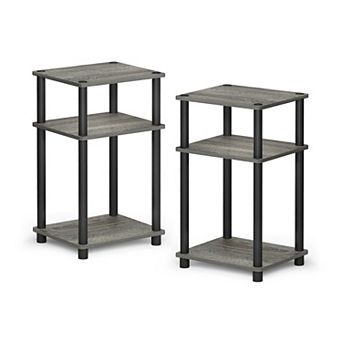 Furinno 2 Packs 15.5" x 15.5" x 17.8" Wood Nightstand Bedside Table with Drawer & Shelf
