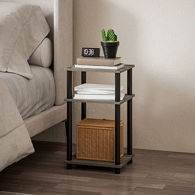 Furinno 2 Packs 15.5" x 15.5" x 17.8" Wood Nightstand Bedside Table with Drawer & Shelf