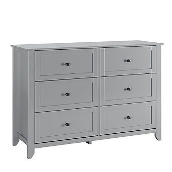 6 Chest of Drawer Dresser, Wood Organizer Storage Cabinet for Bedroom, Living Room, Hallway