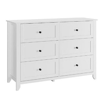 6 Chest of Drawer Dresser, Wood Organizer Storage Cabinet for Bedroom, Living Room, Hallway