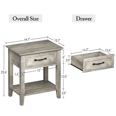 Nightstands Set of 2, End Table with Drawer, Side Table for Living Room, Bedside Table for Bedroom
