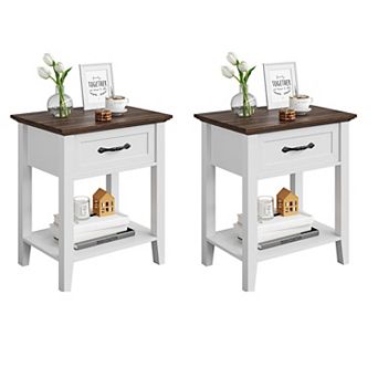 Nightstands Set of 2, End Table with Drawer, Side Table for Living Room, Bedside Table for Bedroom