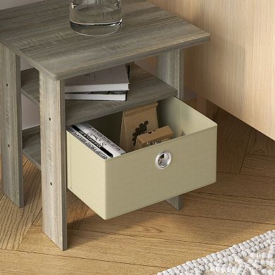 Furinno 15.51" x 15.5" x 17.52" Wood Nightstand Bedside Table with Drawer & Shelf