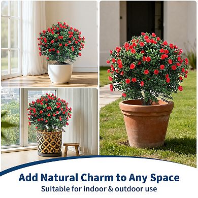 Artificial Rose Topiary Bushes with Ground Spikes, 2 Pack
