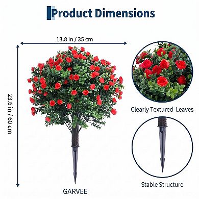 Artificial Rose Topiary Bushes with Ground Spikes, 2 Pack