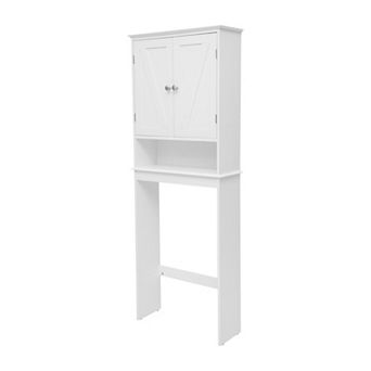 Flash Furniture Farmhouse Over the Toilet Cabinet with Shelves and Magnetic Closure Doors