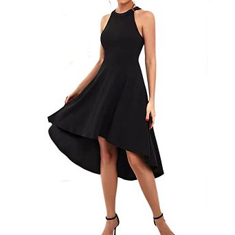 Women's Summer Halter Ruffle Dress Elegant Sleeveless Solid Color Dresses