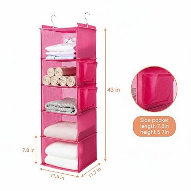 5-Tier Hanging Closet Organizer with Shelves, Foldable Storage (1 Pack)