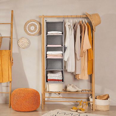 5-Tier Hanging Closet Organizer with Shelves, Foldable Storage (1 Pack)