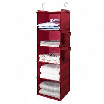 5 tier Hanging Closet Organizer with Shelves, Foldable Storage (1 Pack)