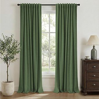 Blackout Linen Curtains, Thermal Insulated Back Tab & Rod Pocket Panels