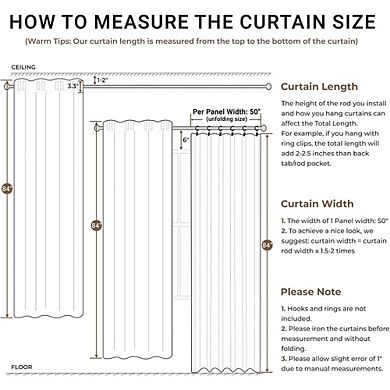 Blackout Linen Curtains, Thermal Insulated Back Tab & Rod Pocket Panels