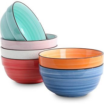 6-Inch Ceramic Serving Bowls, Set of 6, Dishwasher & Microwave Safe