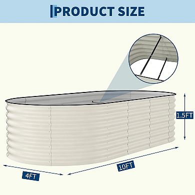 Outdoor Rust-proof Metal Raised Garden Bed w/Rubber Edging,Planter Box For Yard Patio,Easy Assembly