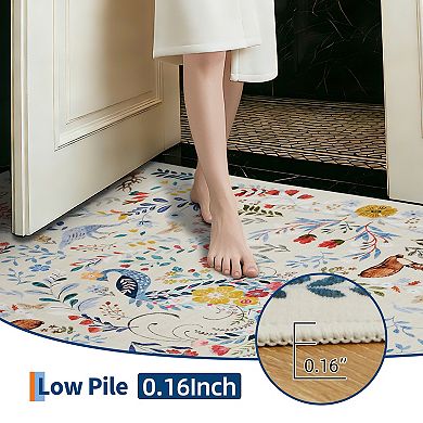 Machine Washable Animal-Print Area Rug, Rubber Back Non Slip,Soft Low Pile Carpet,Stain Resistant