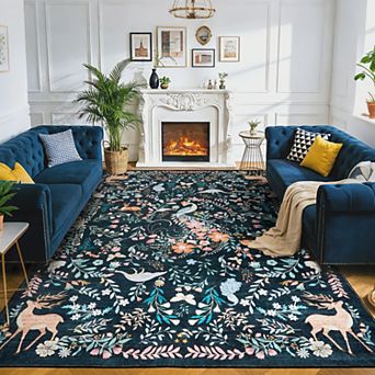 Machine Washable Animal-Print Area Rug, Rubber Back Non Slip,Soft Low Pile Carpet,Stain Resistant