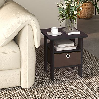 Furinno 15.51" x 15.5" x 17.52" Wood Nightstand Bedside Table with Drawer & Shelf