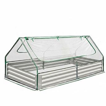 Galvanized Raised Garden Bed 6x3x1 FT, Outdoor Metal Planter Box for Flowers & Vegetables, Silver