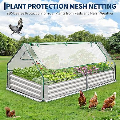 Galvanized Raised Garden Bed 6x3x1 FT, Outdoor Metal Planter Box for Flowers & Vegetables, Silver