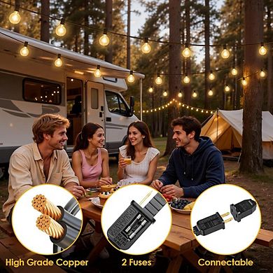 Outdoor LED String Lights, Waterproof Connectable Patio Bulb Lights