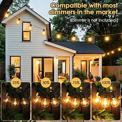 Outdoor LED String Lights, Waterproof Connectable Patio Bulb Lights