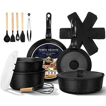 MOEPLSY21 pc Nonstick Cookware Set Detachable Handle Induction Ready Oven Dishwasher Safe