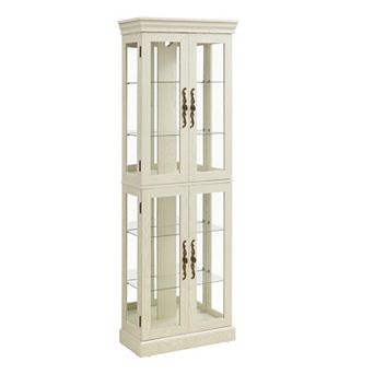 Eazegath Lighted Antique Glass Curio Display Storage Cabinet with 4 Adjustable Shelves and Bulb