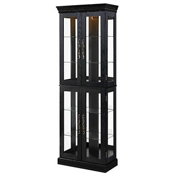 Eazegath Lighted Antique Glass Curio Display Storage Cabinet with 4 Adjustable Shelves and Bulb