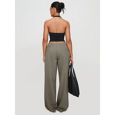 Women's High Waisted Wide Leg Jeans Trendy Loose Cargo Double Belt Pants with Pockets