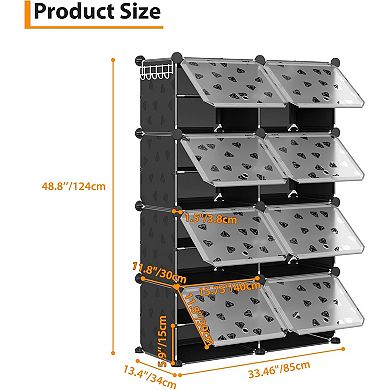 6-Tier 24-Pair Expandable Shoe Rack Organizer with 2 Hooks