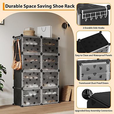 6-Tier 24-Pair Expandable Shoe Rack Organizer with 2 Hooks