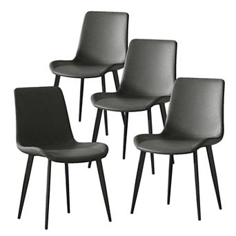 Pnronnc Faux Leather Chairs Armless Reading Chairs with Metal Legs Modern Kitchen Chairs
