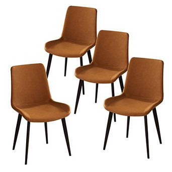 Pnronnc Faux Leather Chairs Armless Reading Chairs with Metal Legs Modern Kitchen Chairs