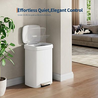 Step-On Kitchen Trash Can, Soft-Close Lid, Liner Rim, Rear Handle, Large Garbage Container