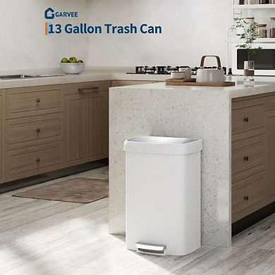 Step-On Kitchen Trash Can, Soft-Close Lid, Liner Rim, Rear Handle, Large Garbage Container