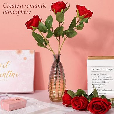 Artificial Rose Bouquet Set Real Touch Silk Flowers for Home & Events