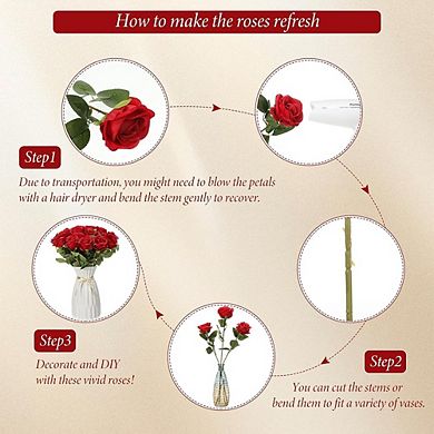 Artificial Rose Bouquet Set Real Touch Silk Flowers for Home & Events